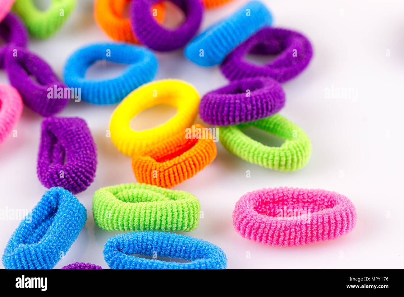 Hair elastic bands isolated on the white background Stock Photo Alamy