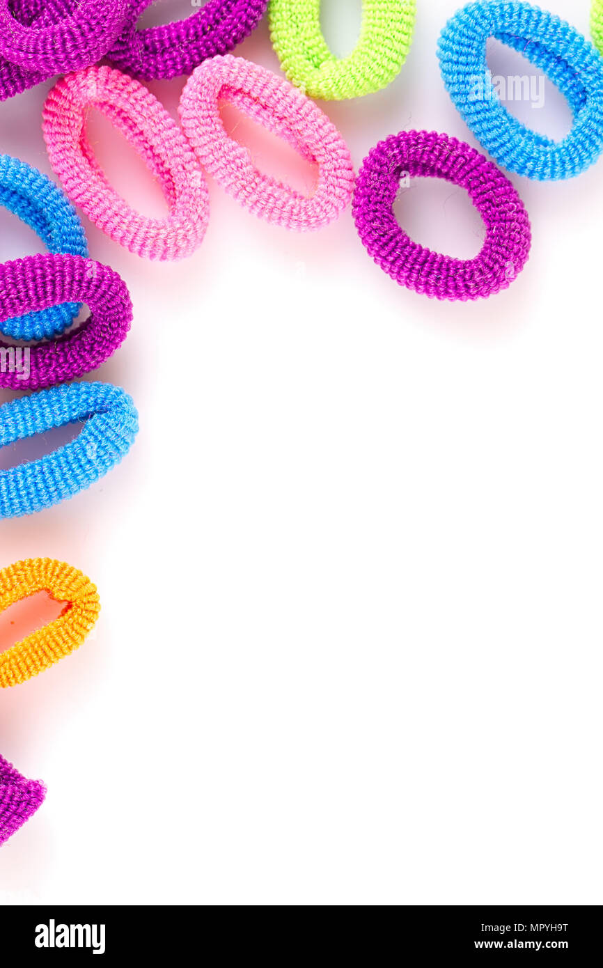Hair elastic bands isolated on the white background Stock Photo