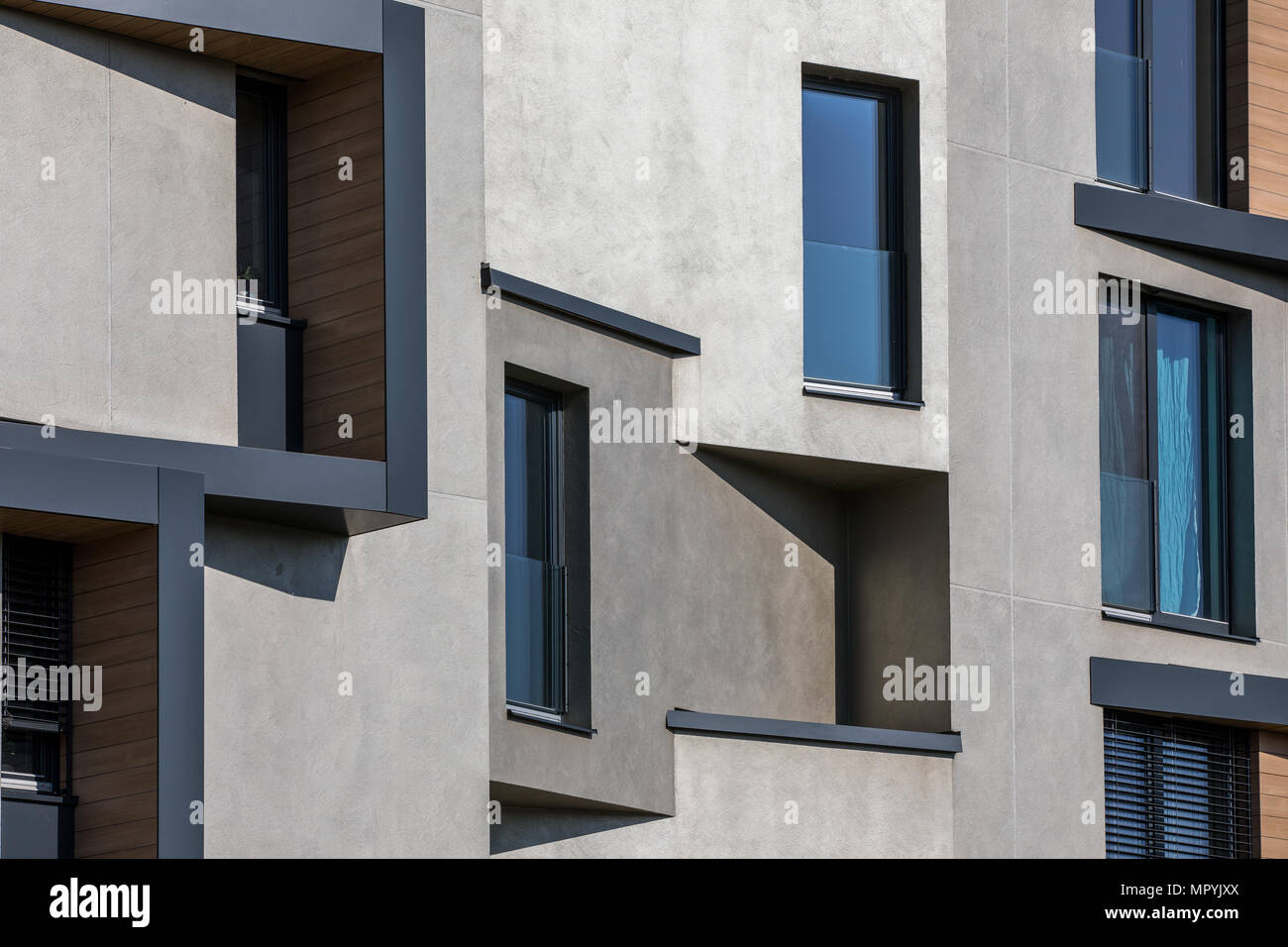 View of Contemporary design of multifamily living houses. Modern luxury ...