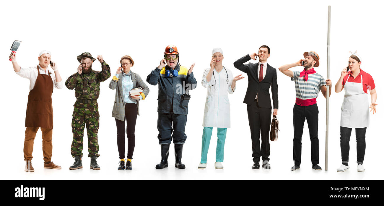 Montage about different professions Stock Photo - Alamy