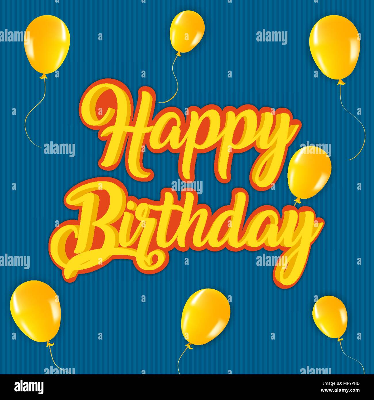 Happy Birthday retro style greeting card with vintage typography quote and party balloon decoration. EPS10 vector. Stock Vector