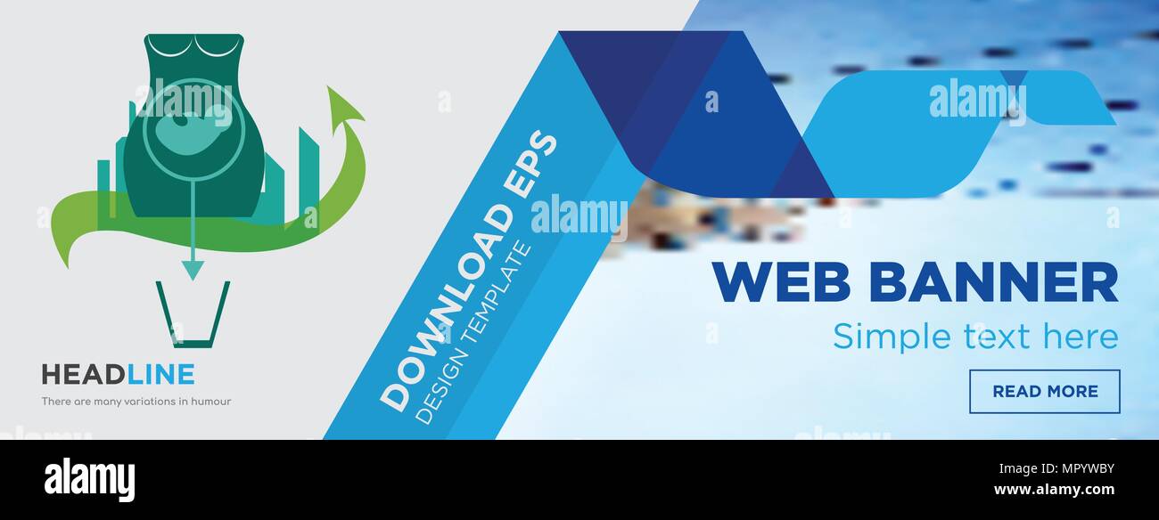 future city concept horizontal webpage banner template design on abstract background with flat modern isolated vector icon and geometric shapes. Stock Vector