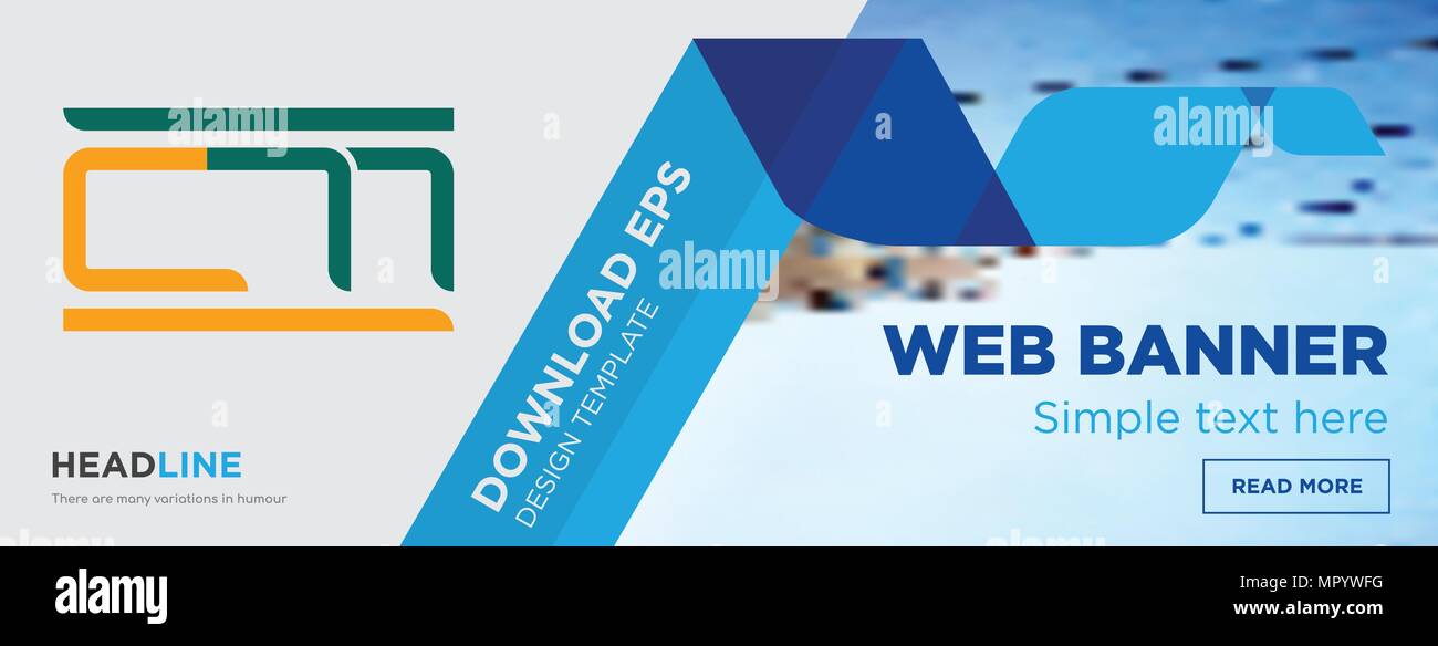 concept horizontal webpage banner template design on abstract background with flat modern isolated vector icon and geometric shapes. Stock Vector