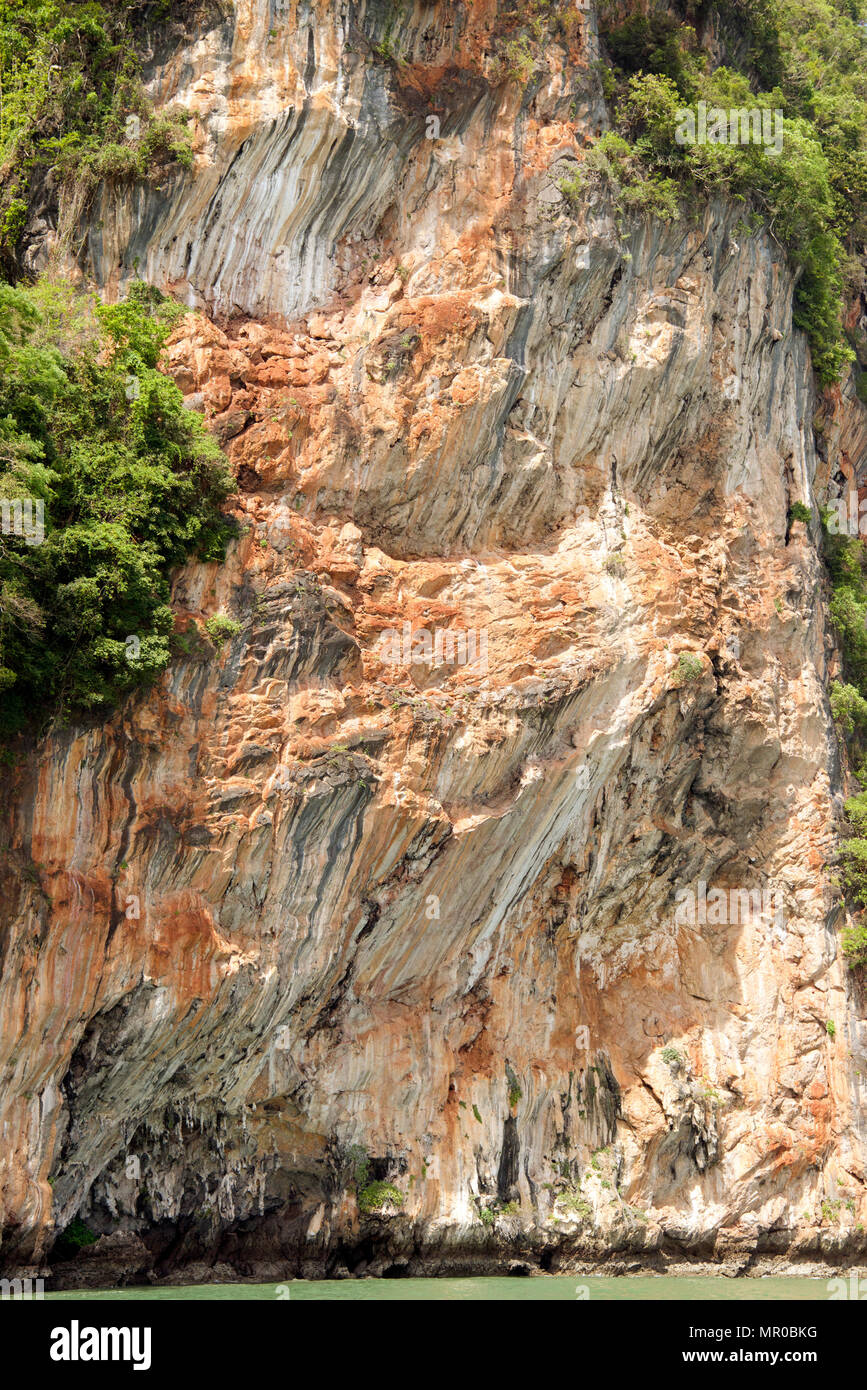 Limestone cliff face Phang Nga Bay National Park Thailand Stock Photo