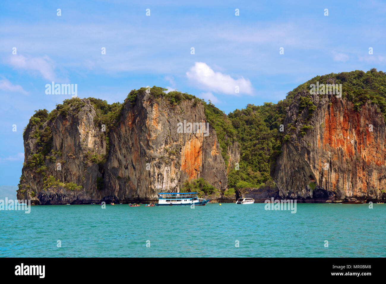 Massive limestone cliff face Phang Nga Bay National Park Thailand Stock Photo