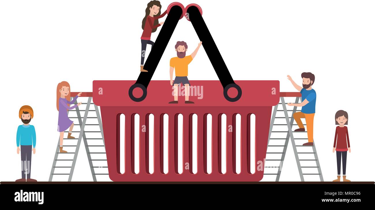 minipeople team working in shopping basket Stock Vector Image & Art Alamy