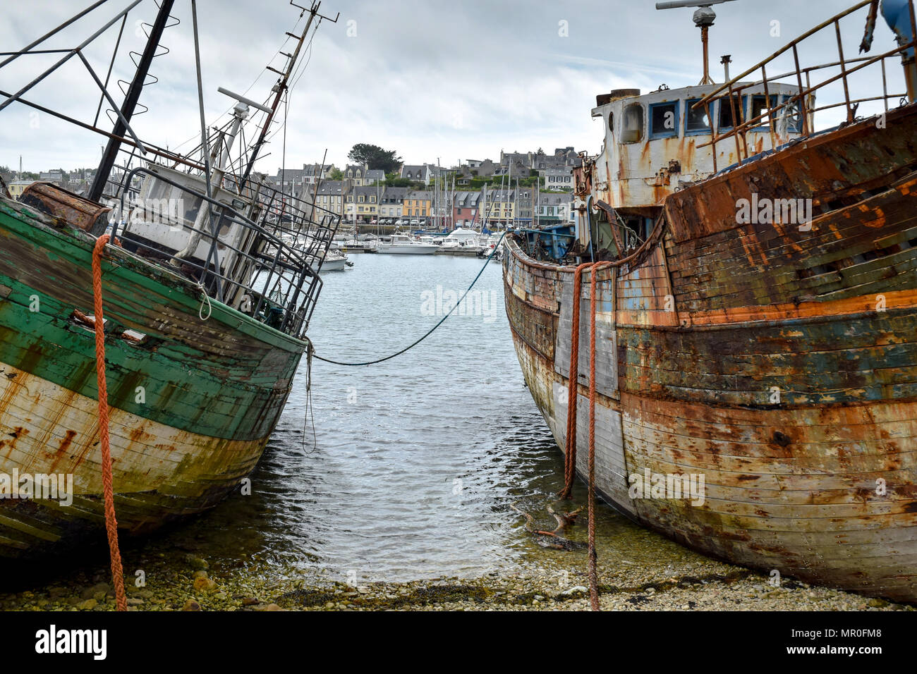 The boat graveyard in Camaret-sur-Mer, Brittany, France. Stock Photo