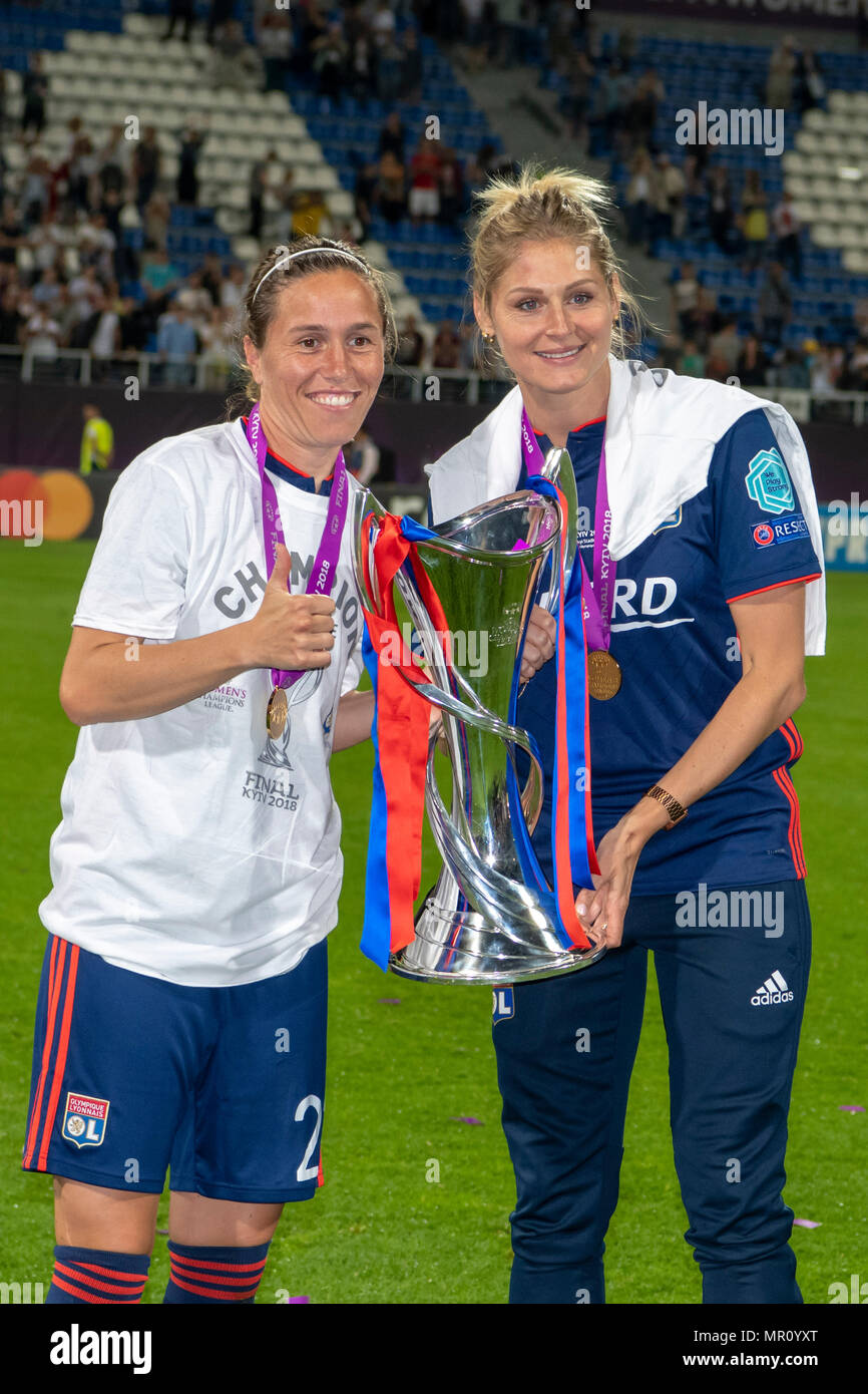 Camille Abily of Lyon with Trophy during the UEFA Women's Champions ...