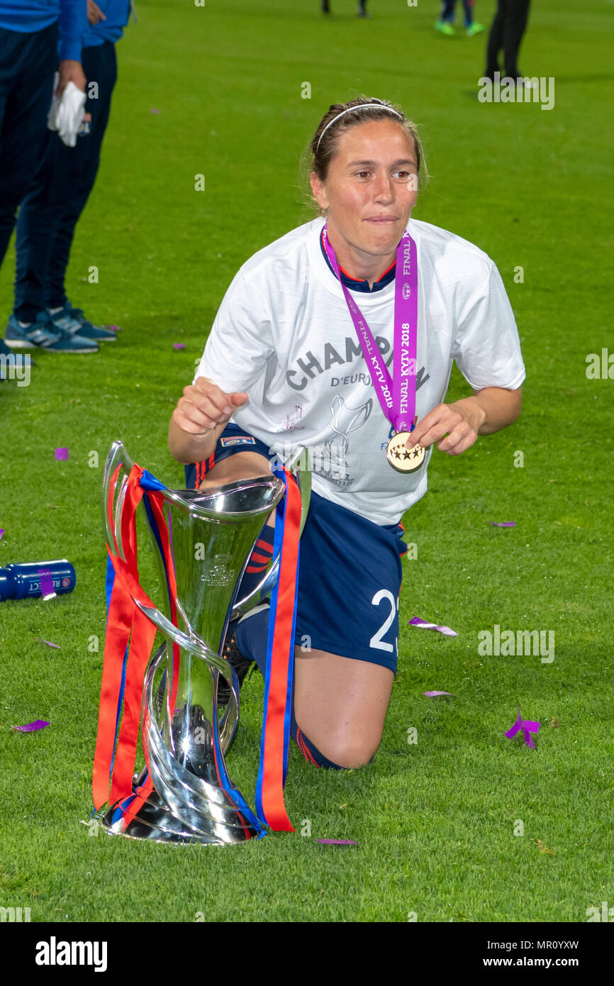 Camille Abily of Lyon with Trophy during the UEFA Women's Champions ...