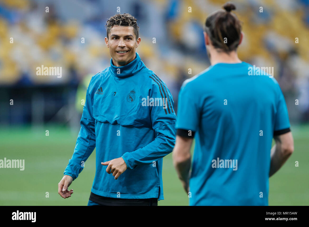 Cristiano Ronaldo of Real Madrid and Gareth Bale of Real Madrid during Real  Madrid training, prior to the UEFA Champions League Final match between Real  Madrid and Liverpool, at Olimpiyskiy National Sports