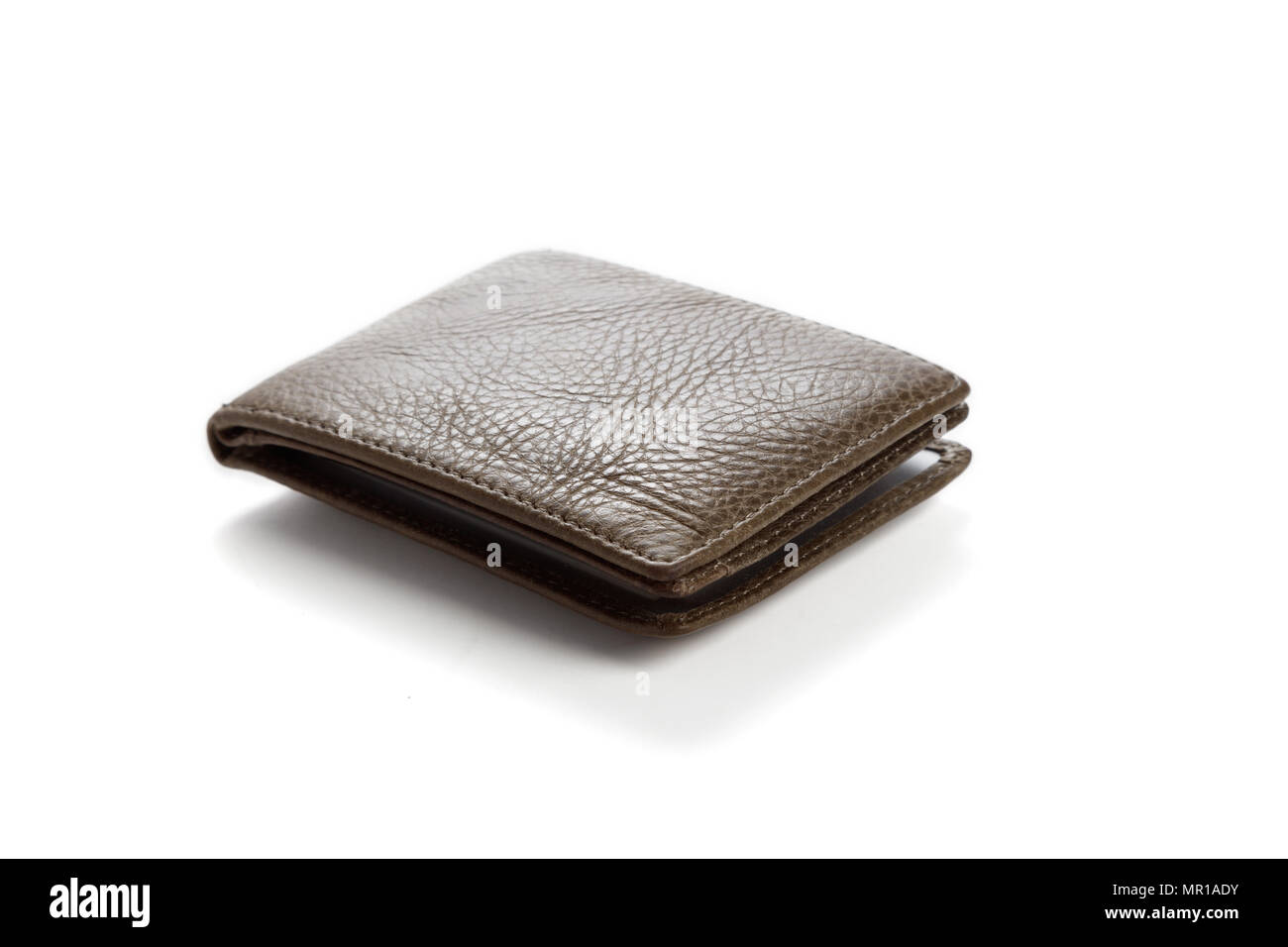Brown leather wallet  isolated on white background. Stock Photo