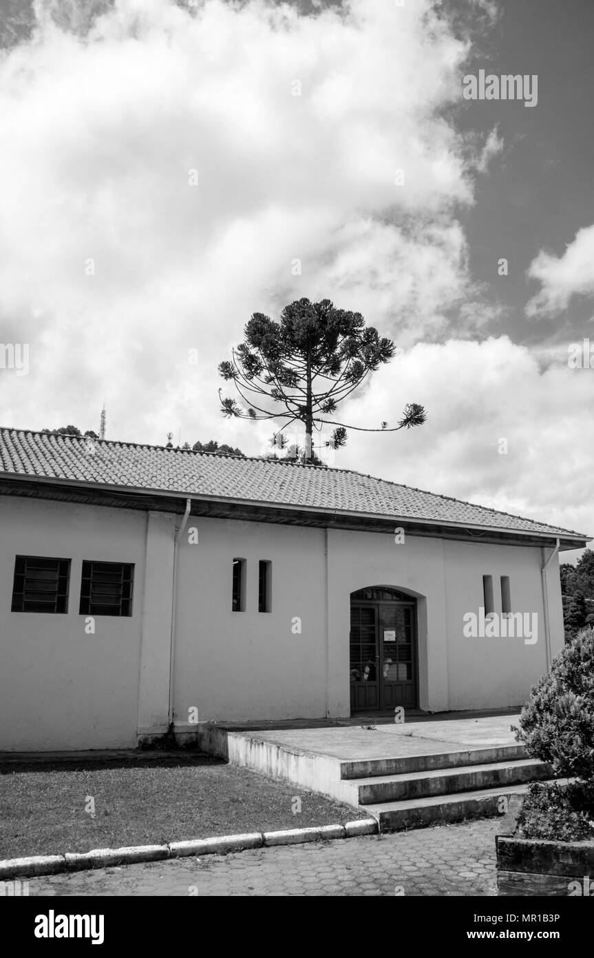 city Morretes Brazil house  entrance yellow color architecture grass black white Stock Photo