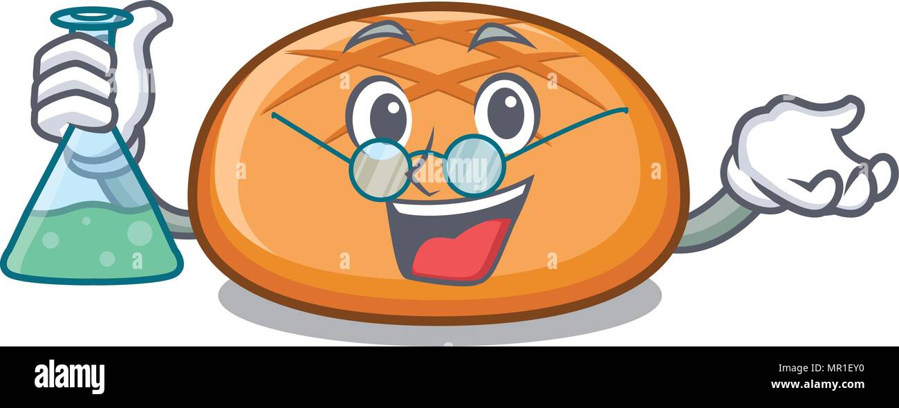 Professor hamburger bun character cartoon Stock Vector