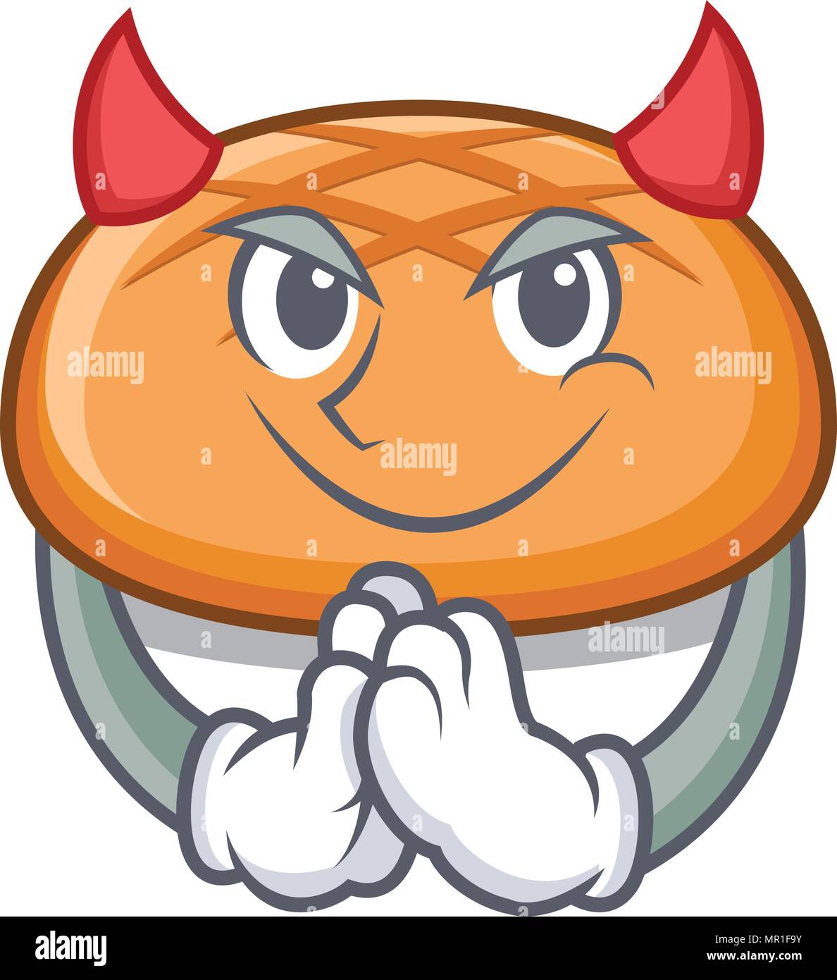 Devil hamburger bun mascot cartoon Stock Vector