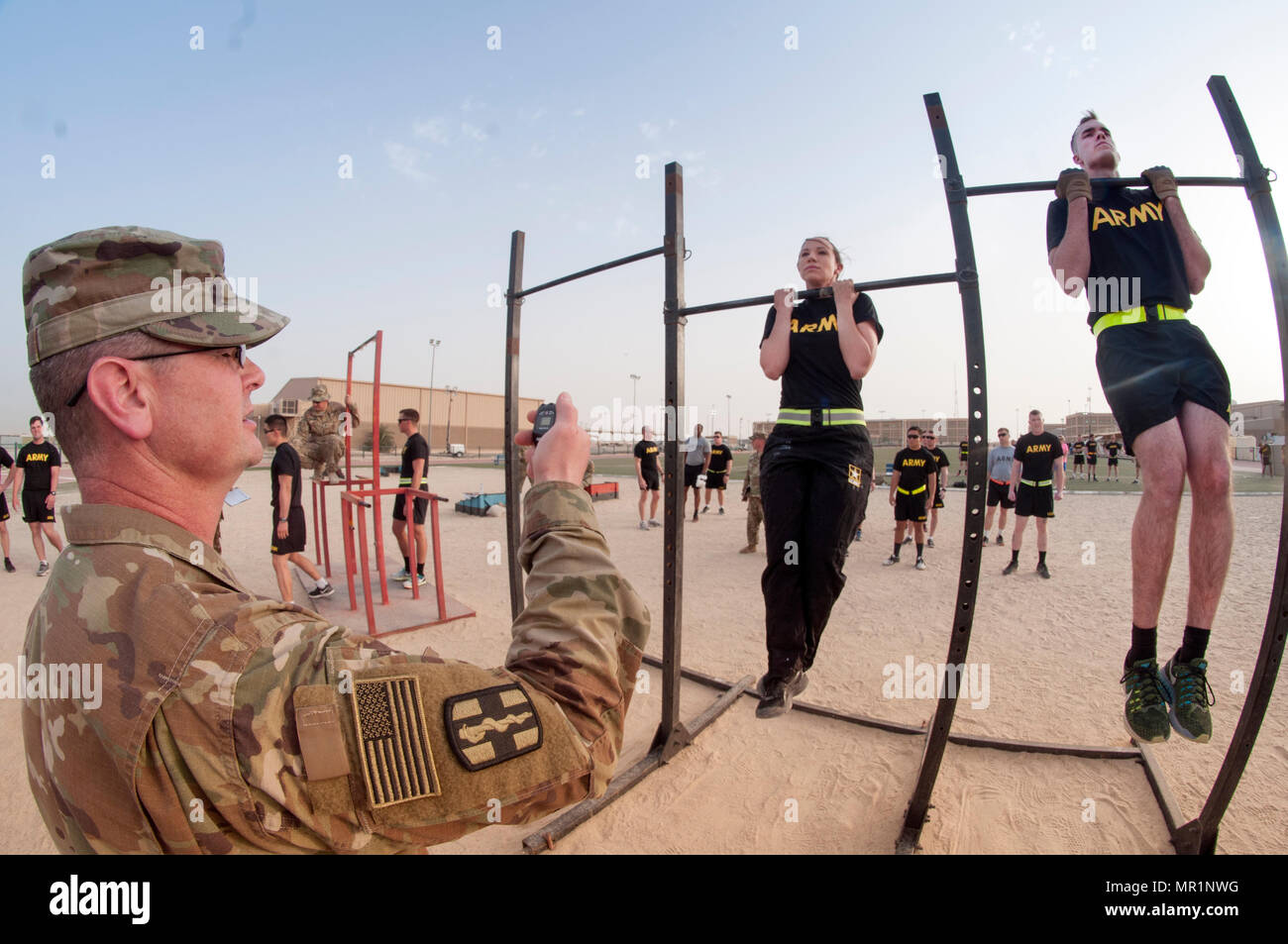Soldiers from Commands throughout participate in the flexed arm