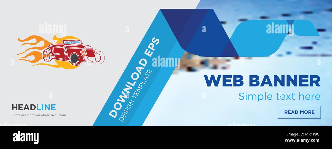 hot rod concept horizontal webpage banner template design on abstract ...