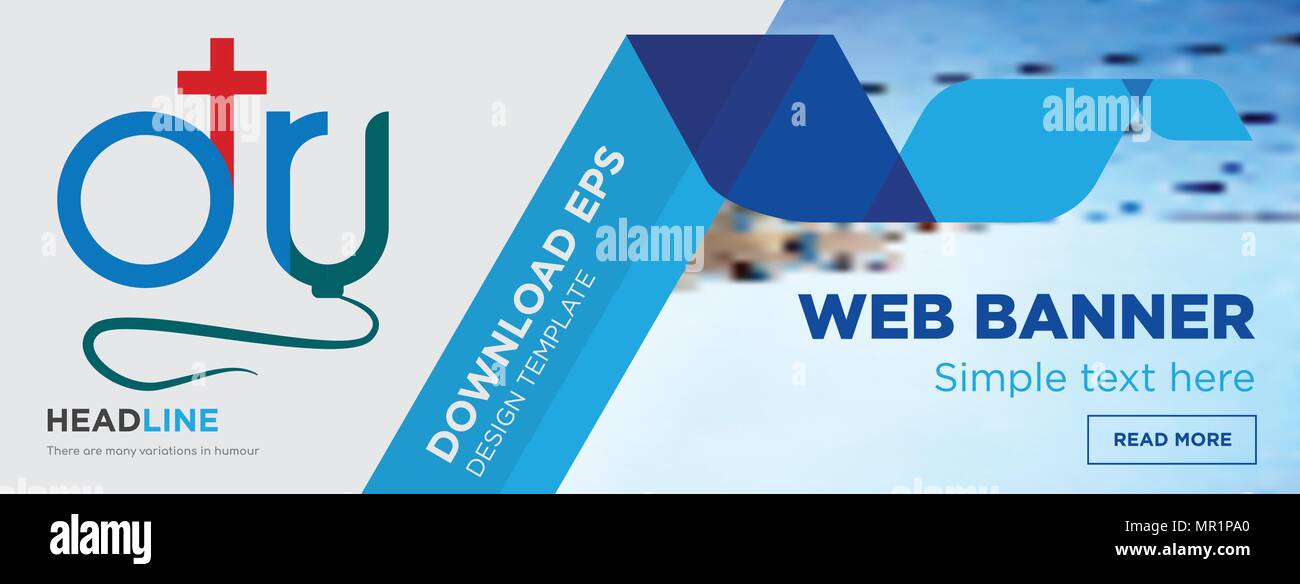 dr. concept horizontal webpage banner template design on abstract background with flat modern isolated vector icon and geometric shapes Stock Vector