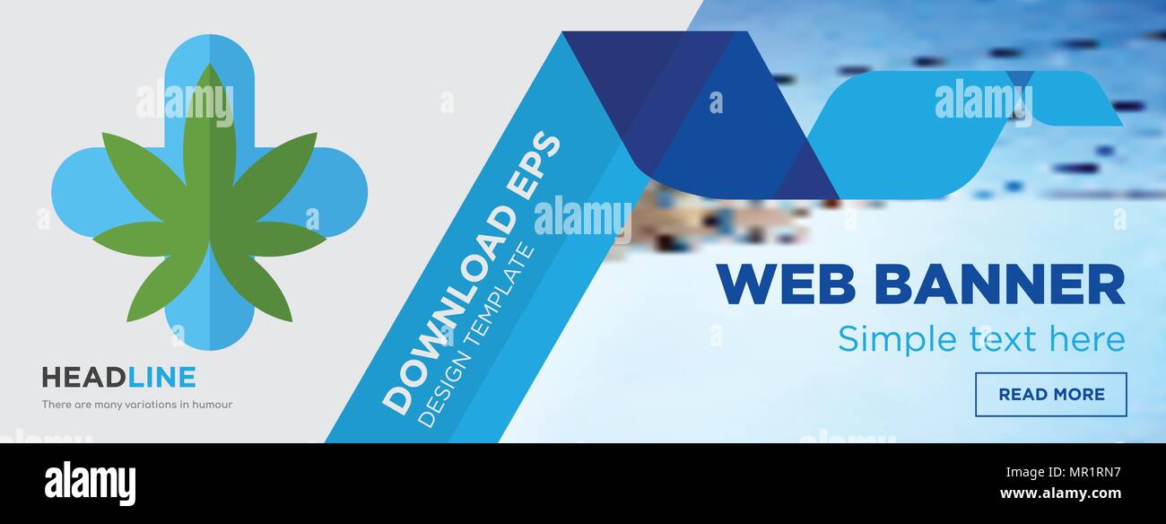 medical marijuana concept horizontal webpage banner template design on abstract background with flat modern isolated vector icon and geometric shapes Stock Vector