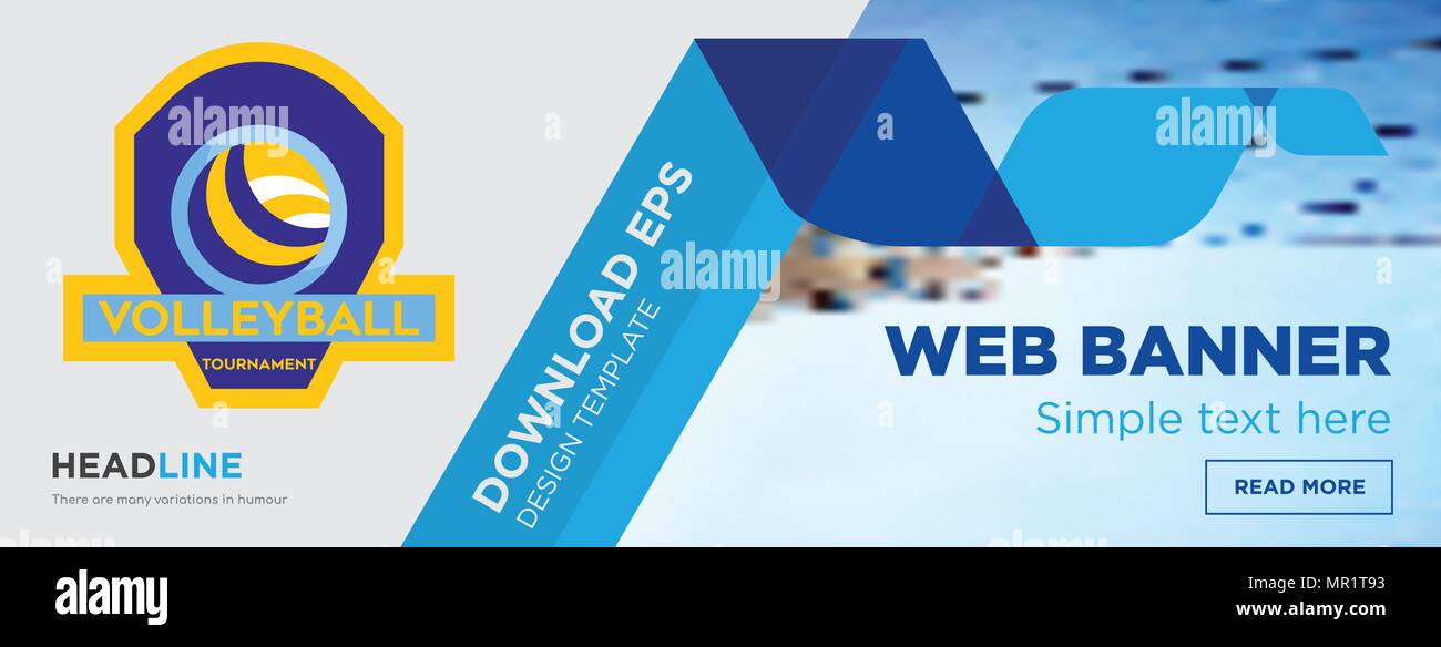 Volleyball Tournament Concept Horizontal Webpage Banner Template