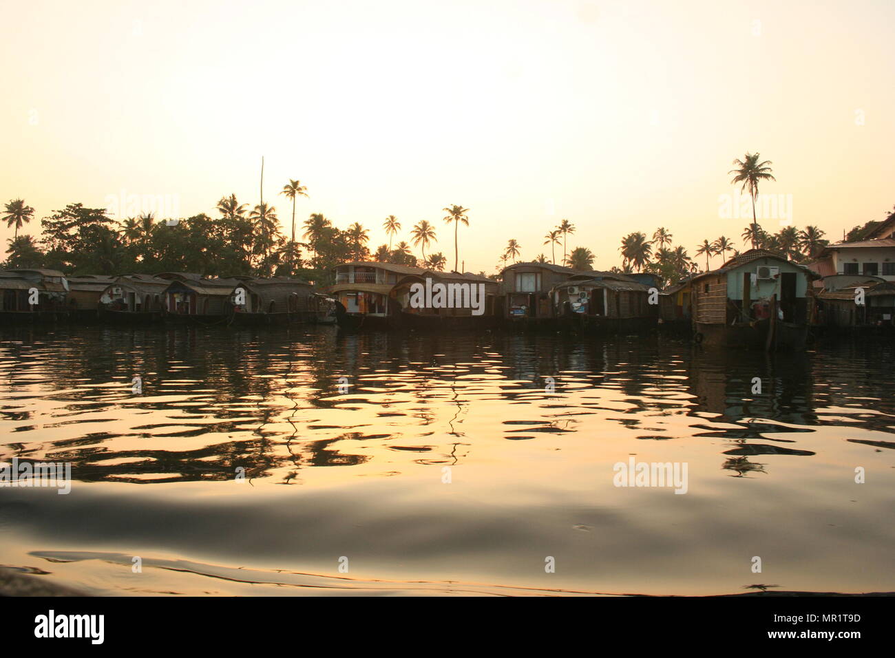 Houseboats, Keralan Backwaters, India Stock Photo
