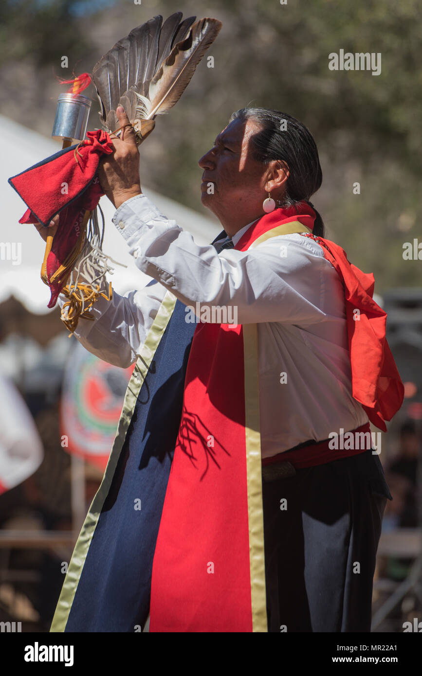 A native American elder at the annual Chumash pow wow in Live Oak