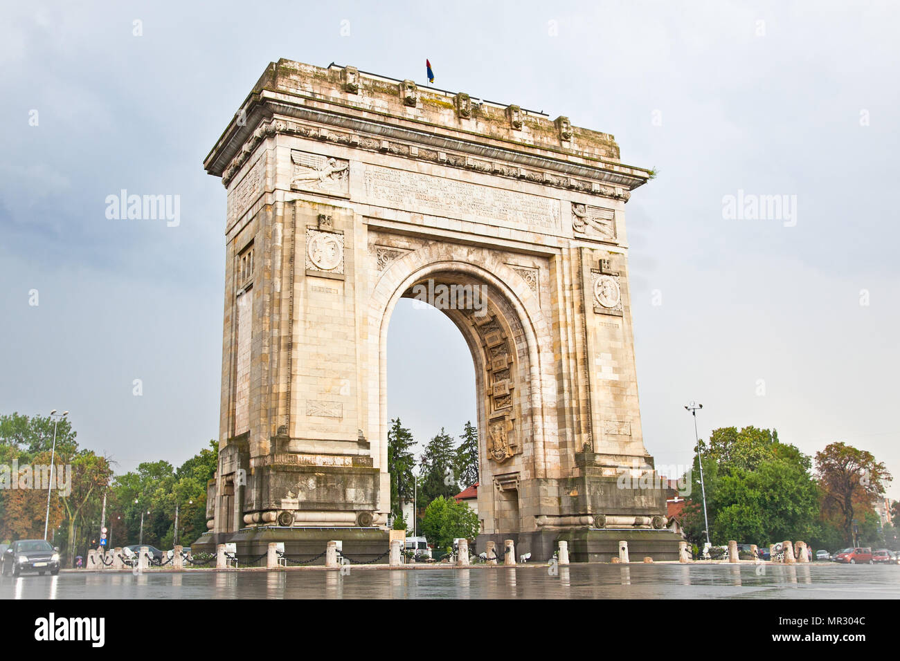 Triumph Arch - landmark in Bucharest, Romania. Stock Photo