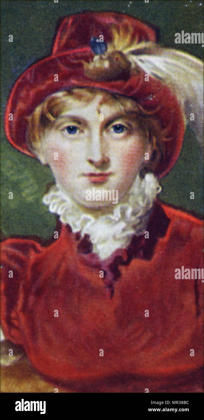 Cigarette card depicting Caroline of Brunswick. Caroline of Brunswick (1768-1821) Queen of the United Kingdom by marriage to King George IV. Dated 19th Century Stock Photo