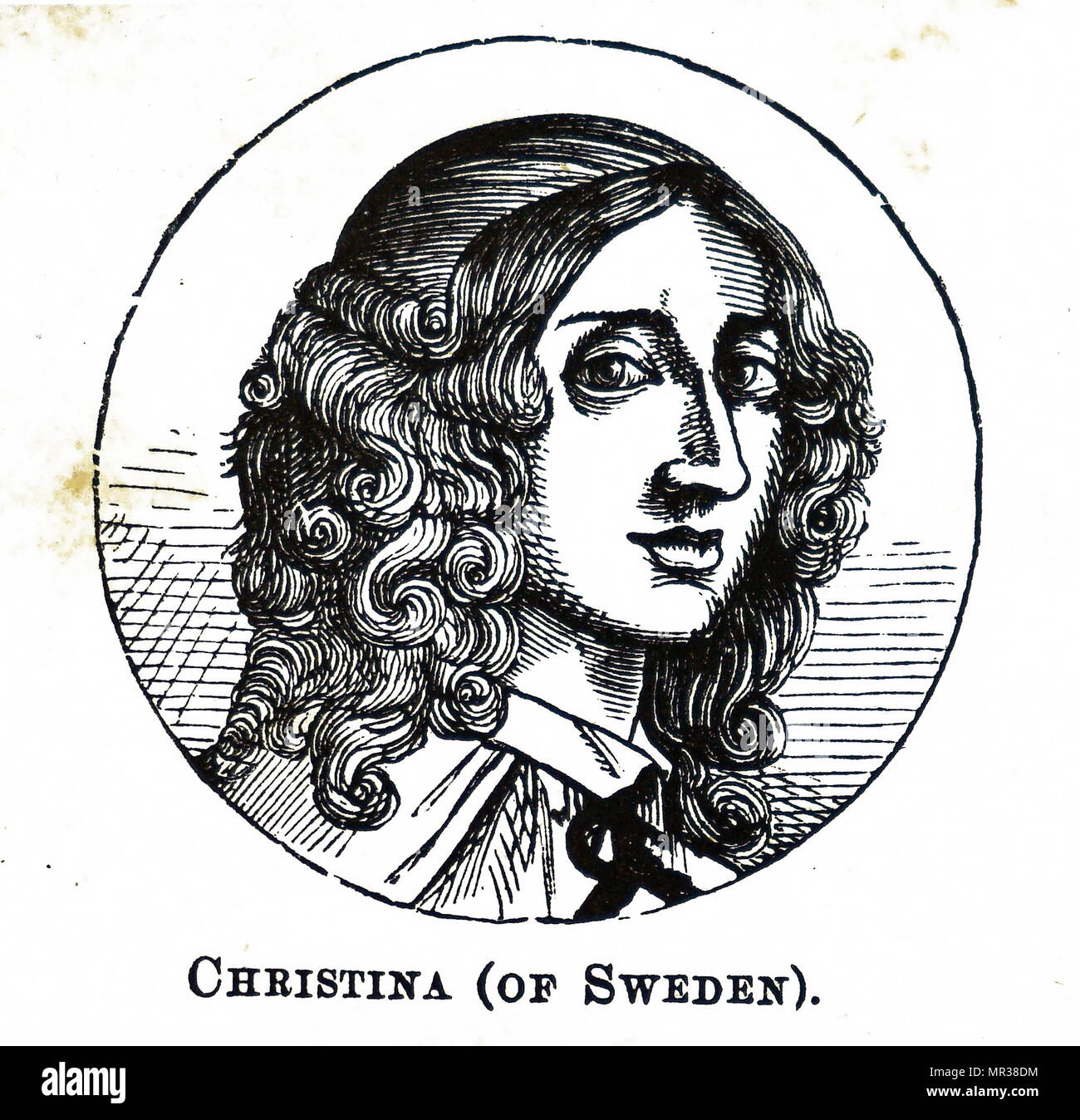 Portrait of Christina, Queen of Sweden (1626-1689) Queen of Sweden from 1632 until her abdication in 1654. Dated 17th century Stock Photo