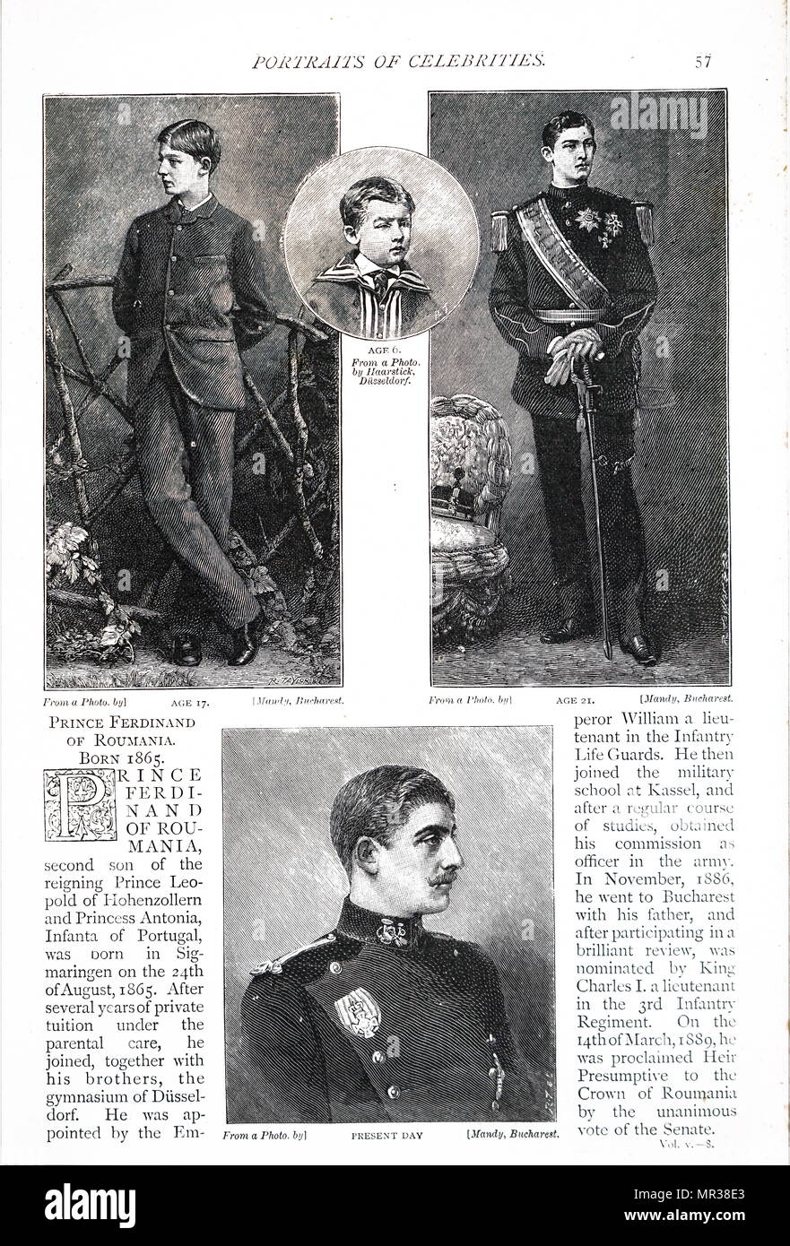 Portraits Of Ferdinand I Of Romania 1865 1927 Was King Of Romania Dated 19th Century Stock Photo Alamy