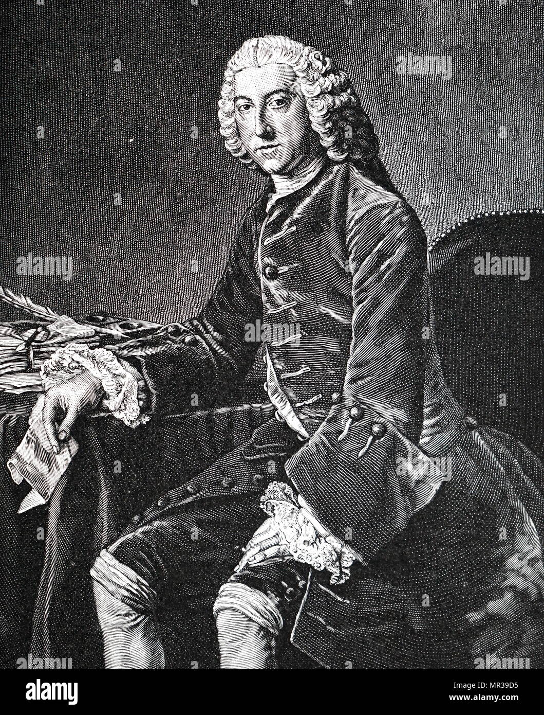 Portrait of William Pitt, 1st Earl of Chatham (1708-1778) a British statesman of the Whig group who led the government of Great Britain. Dated 18th century Stock Photo