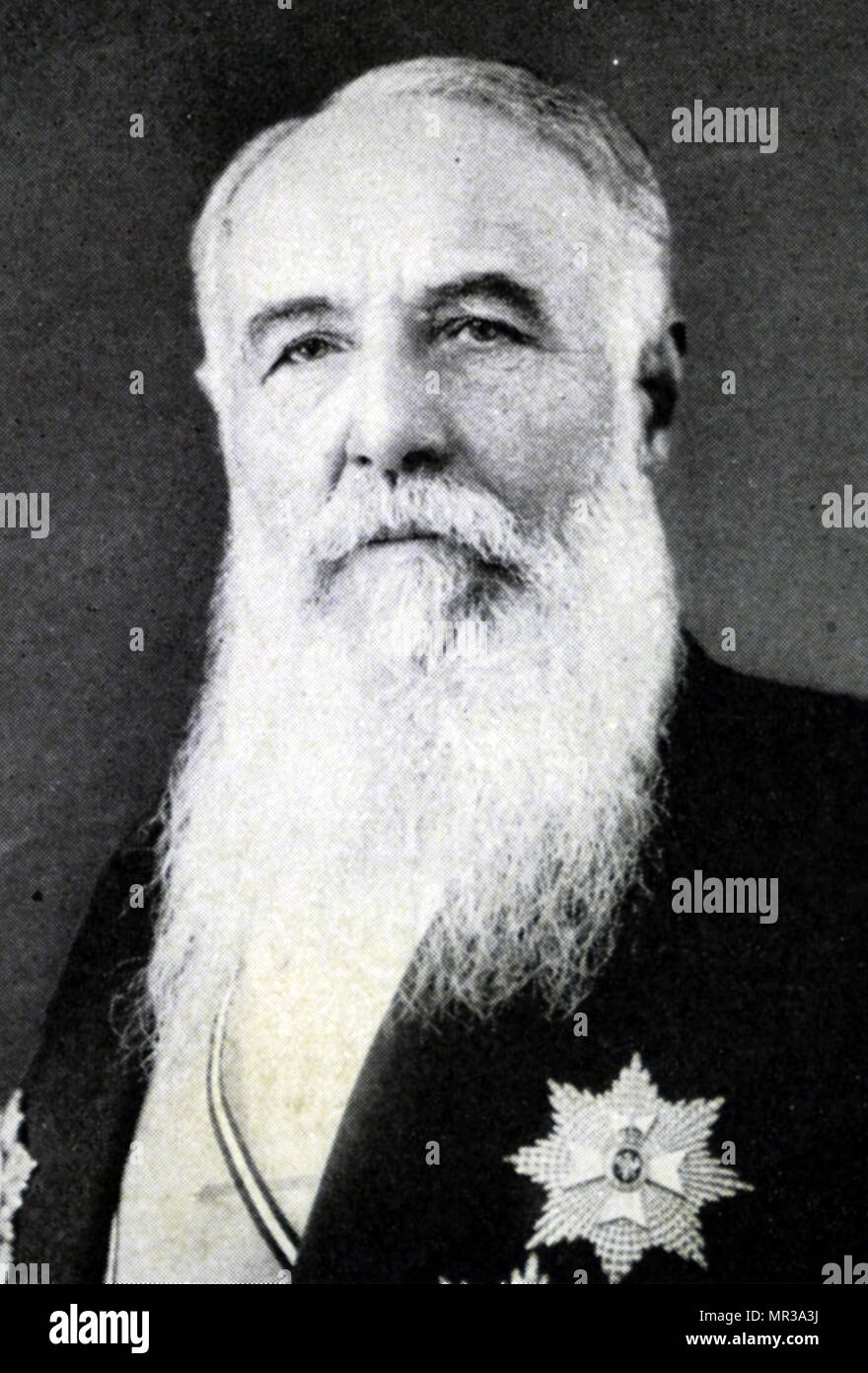 Photographic portrait of Nikola Pašić (1845-1926) a Serbian and Yugoslav politician, diplomat and leader of the People's Radical Party. Dated 20th century Stock Photo