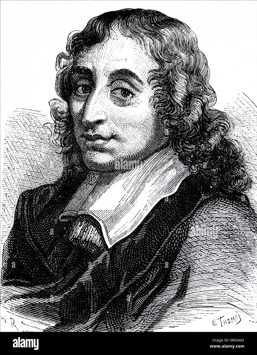 Portrait of Blaise Pascal (1623-1662) a French mathematician, physicist, inventor, writer and Catholic theologian. Dated 19th century Stock Photo