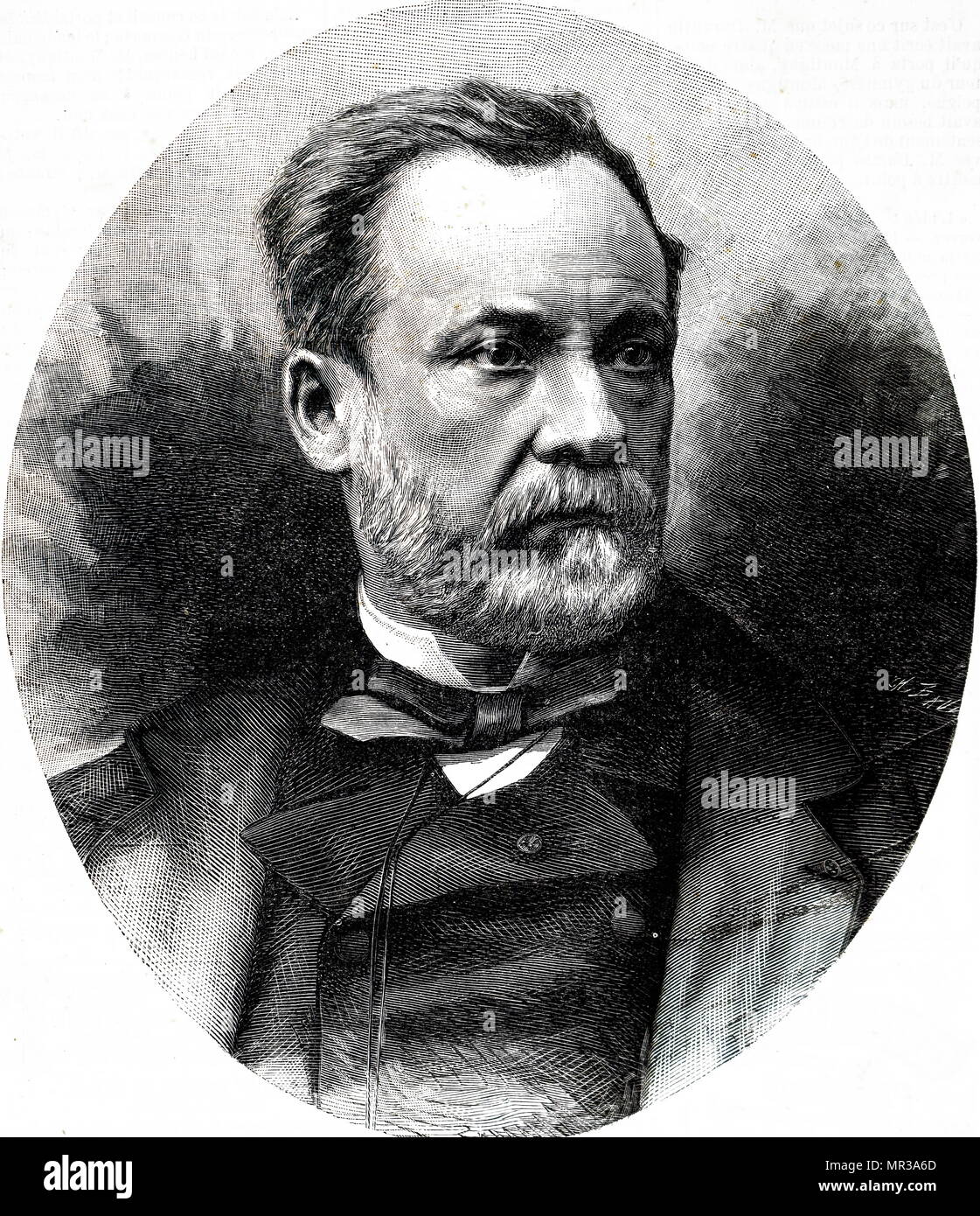 Portrait of Louis Pasteur (1822-1895) a French biologist, microbiologist and chemist renowned for his discoveries of the principles of vaccination, microbial fermentation and pasteurisation. Dated 19th century Stock Photo