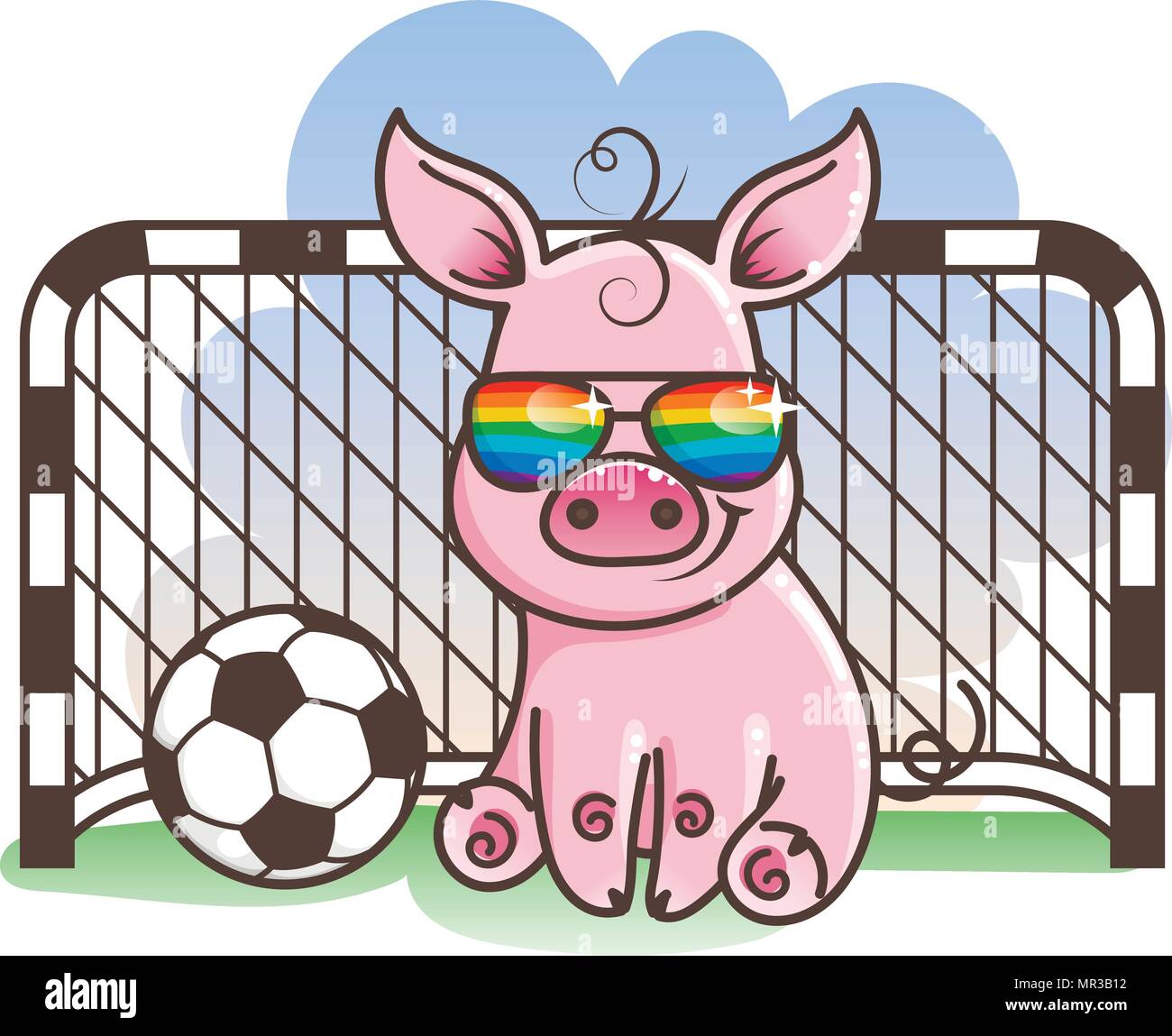Cute cartoon pig with a soccer ball. Vector illustration. Baby animal ...