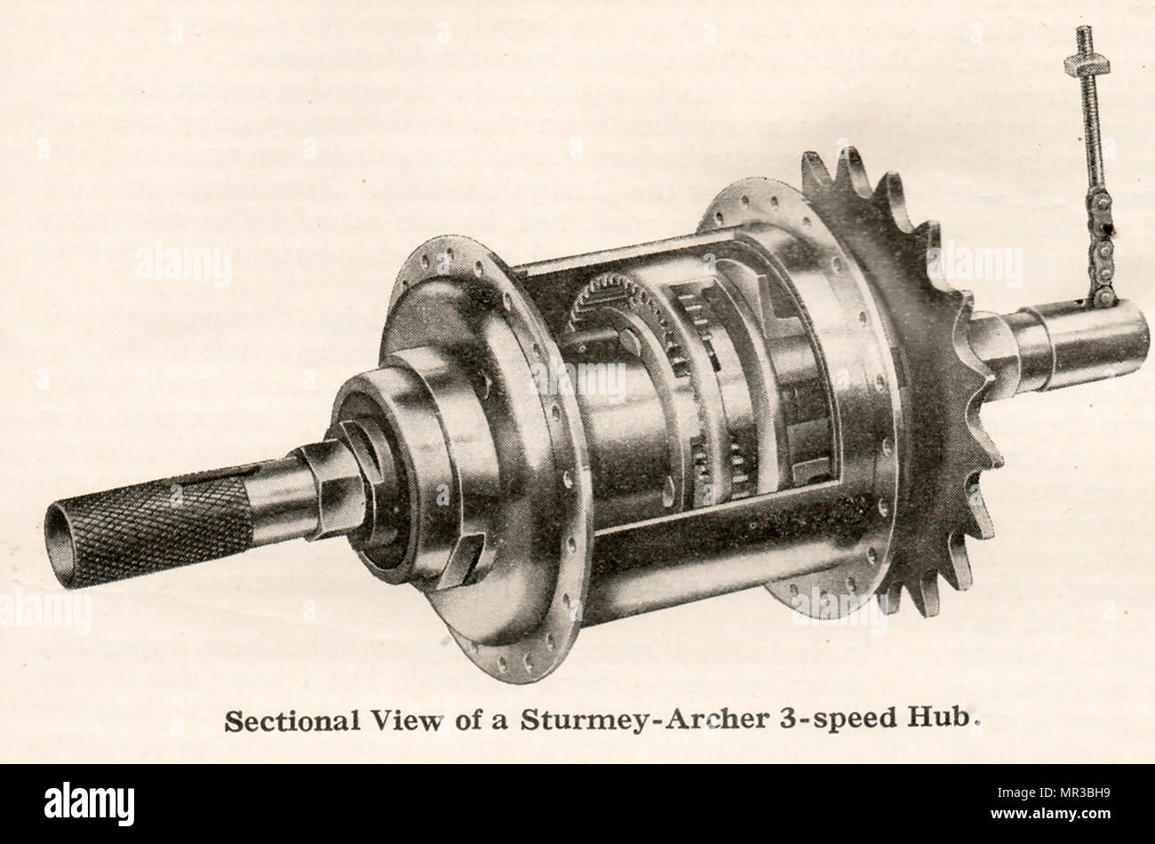 1932 Hand building bicycles at the Raleigh factory in Nottingham, England - a Sturmey archer gear component for a bicycle Stock Photo