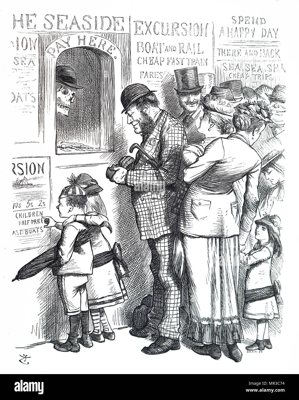 Cartoon commenting on the frequency of accidents on overcrowded ...