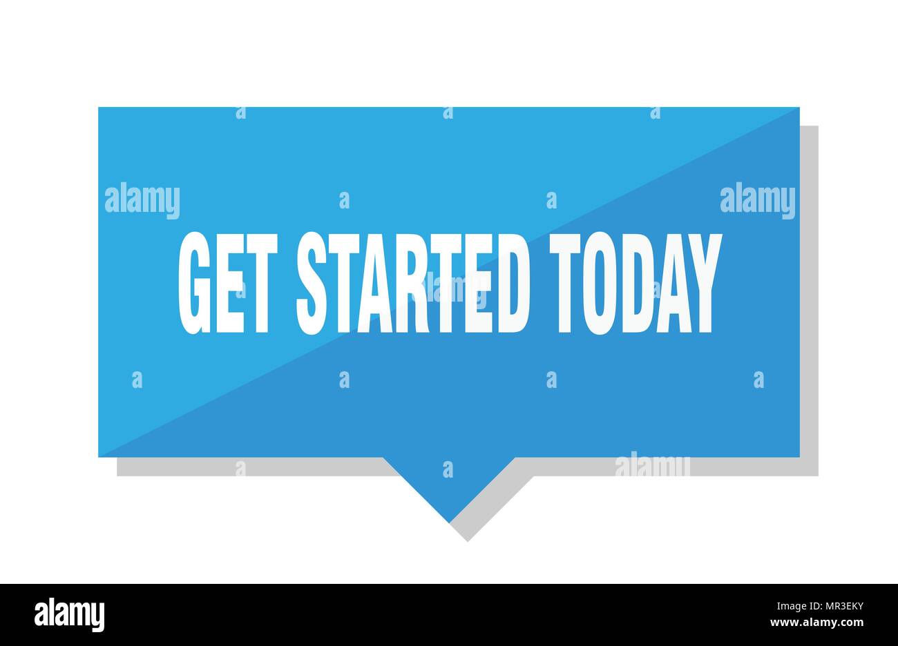 get started today blue square price tag Stock Vector