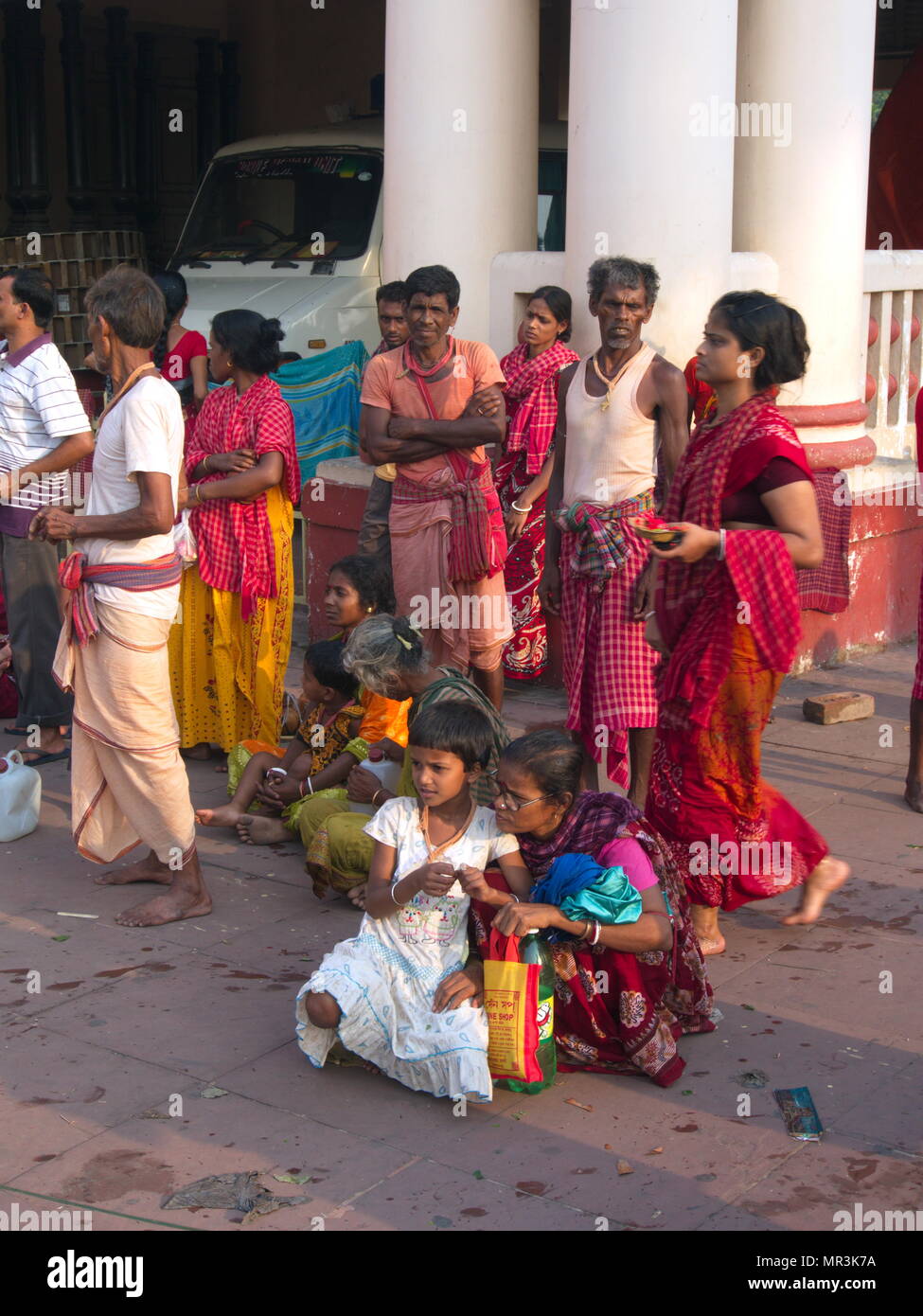 The Dakshineswar Kali Temple and indian peoples come to play a holy water from the Ganga river. Kolkata City, INDIA , 11th APRIL 2013 Stock Photo
