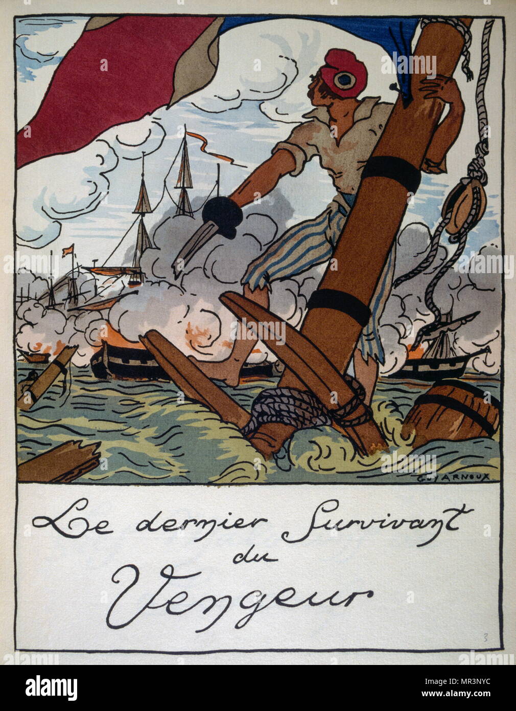 Naval illustration, by French illustrator, Guy Arnoux, (1886 - 1951). From  'Chansons du marin Français au temps de la marine en bois', (Songs of the  French sailor). Paris, Devambez, 1920 Stock Photo - Alamy
