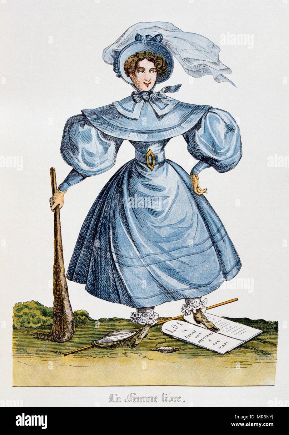 The Liberated Woman, Illustration from Les Saint-Simoniens, 1830, by Henry-René D'Allemagne. Saint-Simonism was an ideology based on a socio-economic and political doctrine, the influence of which was decisive in the nineteenth century. It takes its name from the count of Saint-Simon (1760-1825). His disciple or supporter is called 'Saint-Simonian.' It can be considered as the founding thought of French industrial society. Stock Photo