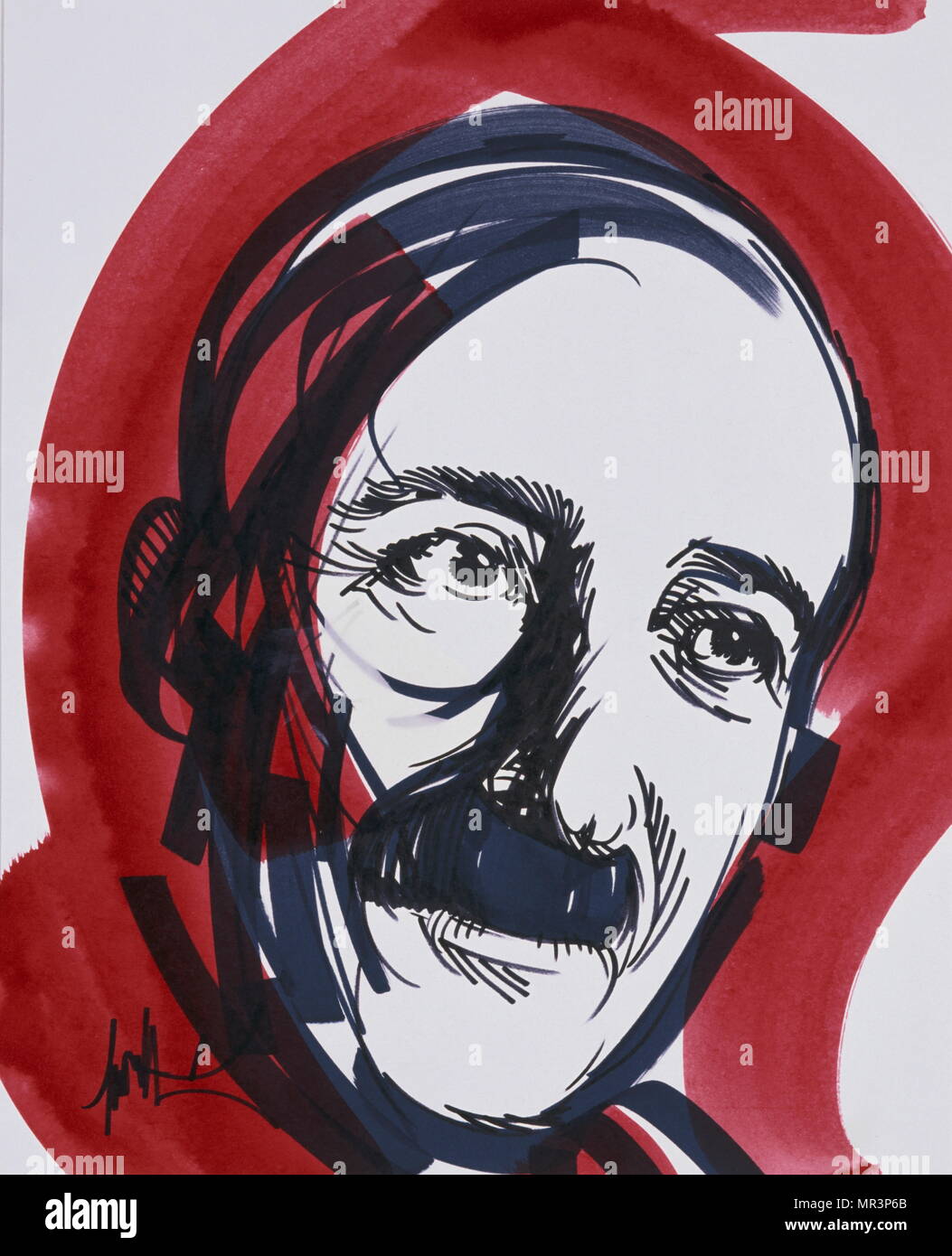 Stefan Zweig (1881 – 1942), Austrian novelist,. Portrait on a poster by Raymond Moretti (1931-2005), a French painter and sculptor. Stock Photo