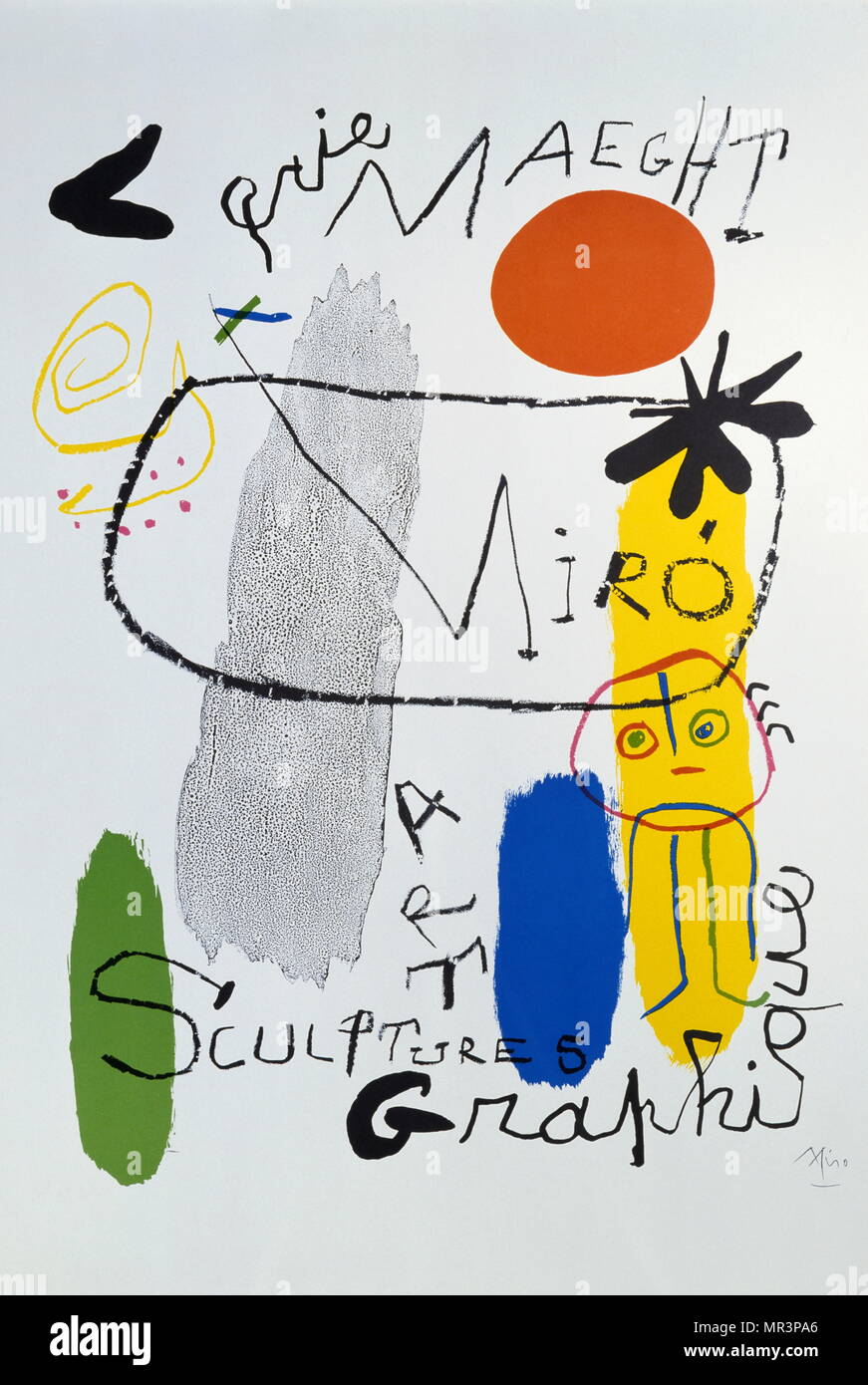 surrealist style lithograph circa 1965 by Spanish artist Joan Miro.(1893 – 1983)  painter, sculptor, and ceramicist born in Barcelona. Stock Photo