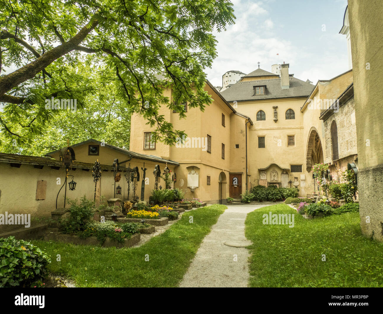 Nonnberg Abbey, a Benedictine Monastery in Salzburg, Austria. 'Maria Von Trapp' once lived here as depicted in the film 'The Sound of Music' Stock Photo