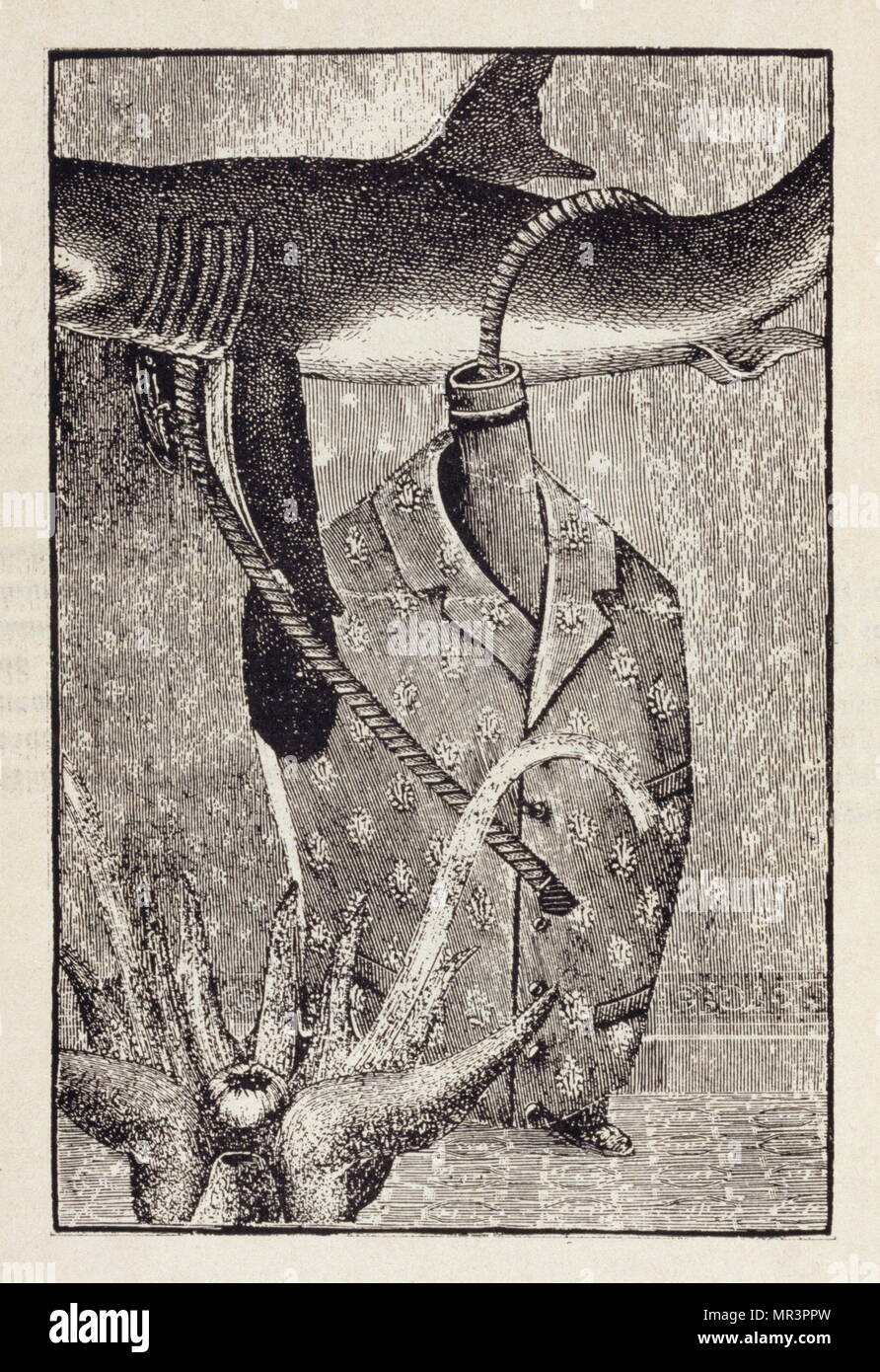 illustration by Max Ernst, for 'Misfortunes of the Immortals'. by Paul Éluard. This image illustrates the surrealist poem by Éluard 1922 Stock Photo
