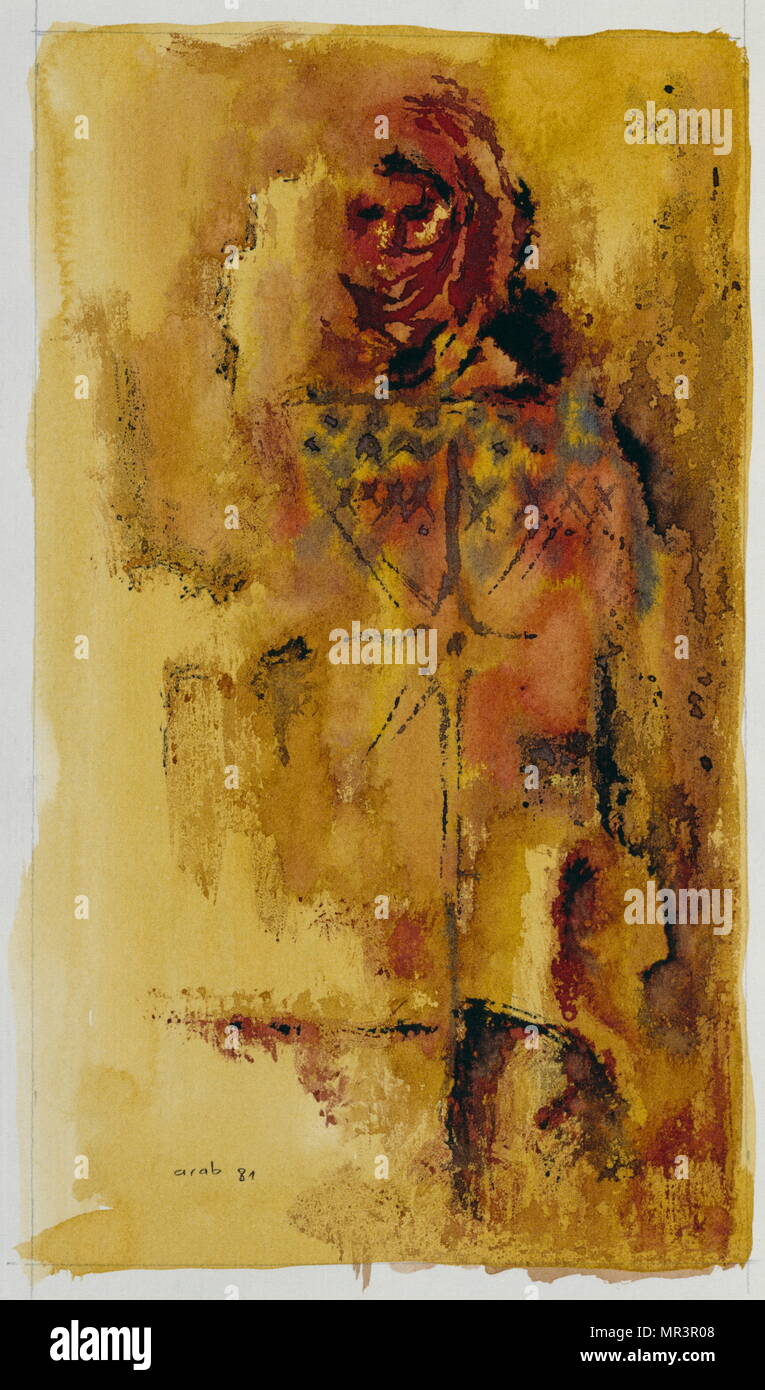 Tamachech' by Tayeb Arab (French Algerian artist) 1981 Stock Photo