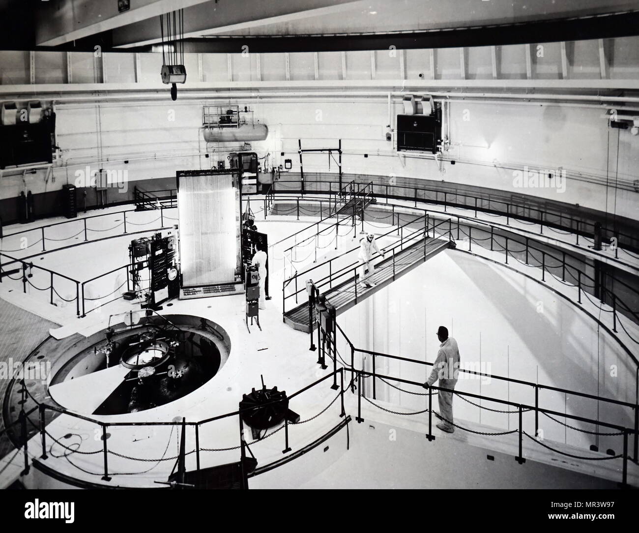Photograph taken within the Plum Brook atomic reactor a NASA 60 megawatt water-cooled and moderated research nuclear reactor. Dated 20th century Stock Photo