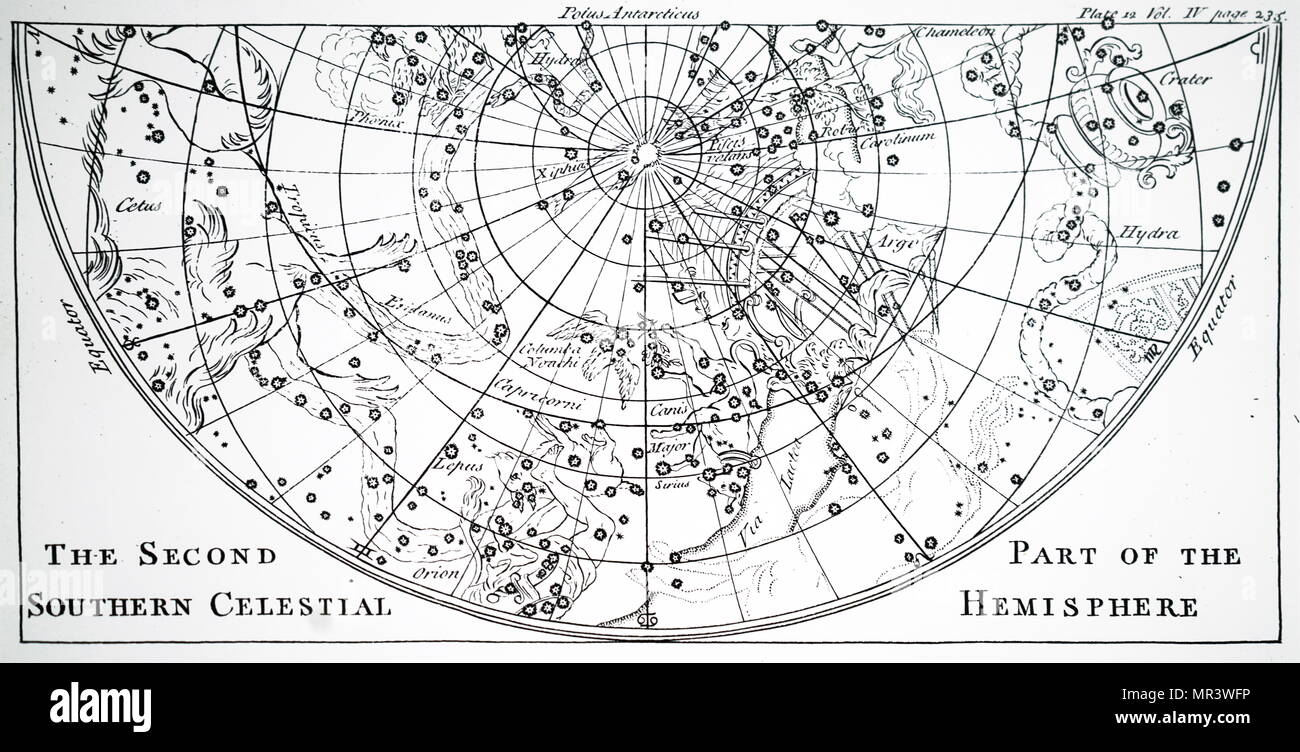 Chart of the second half of the star chart of the Northern Skies. Dated 18th century Stock Photo