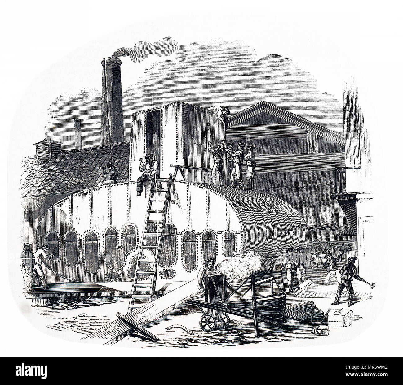 Illustration depicting the making of a steam engine Vulcan Foundry, Washington Street, Glasgow