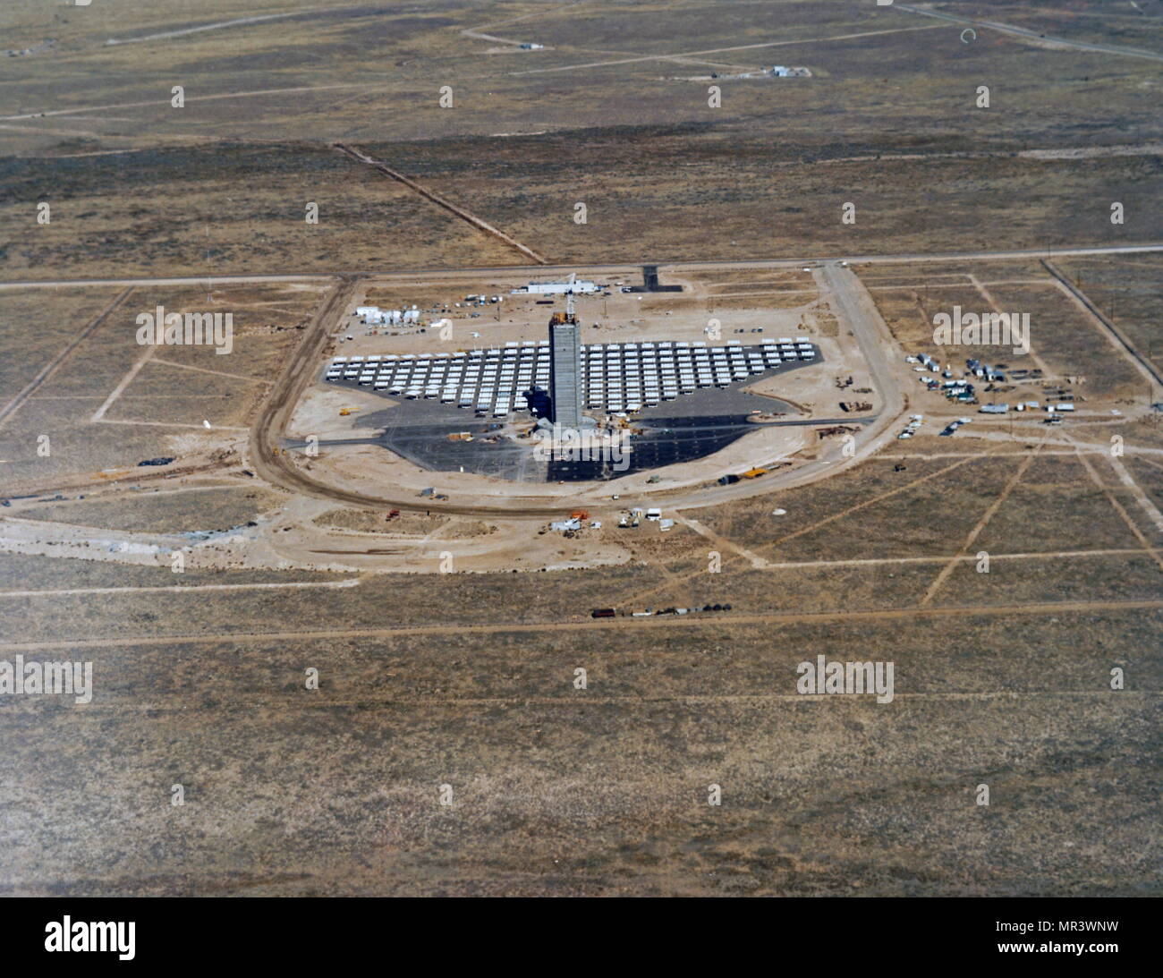 Colour aerial photograph of the US Department of Energy's Solar Thermal Test Facility at Scandia Laboratories. Dated 20th century Stock Photo