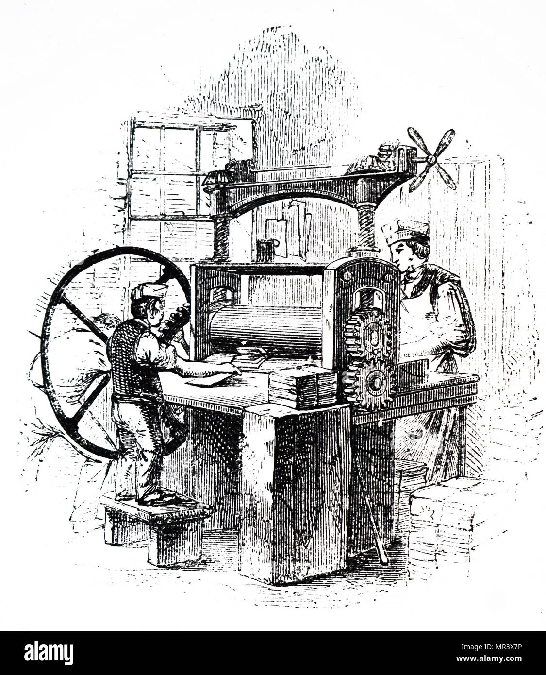 Illustration depicting the process of bookbinding bookbinder's rolling